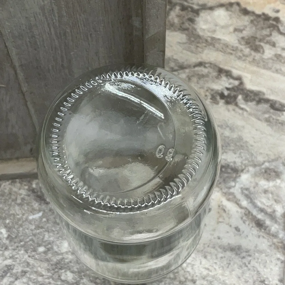 Vintage Olive Green and Clear Glass Bottle Set Decorative Vases 2 Piece